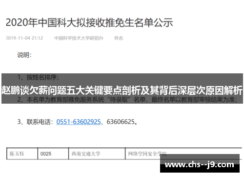 赵鹏谈欠薪问题五大关键要点剖析及其背后深层次原因解析